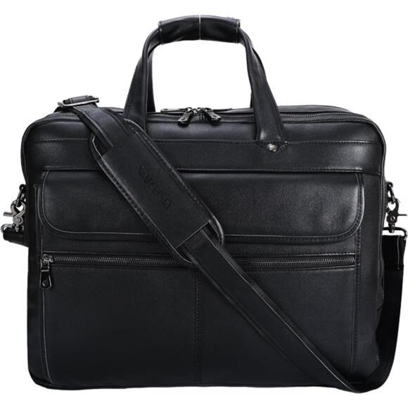 Scala Pro 16-18" Messenger Bag, Full Grain Leather Briefcase, Triple Compartment - Picture 1 of 7